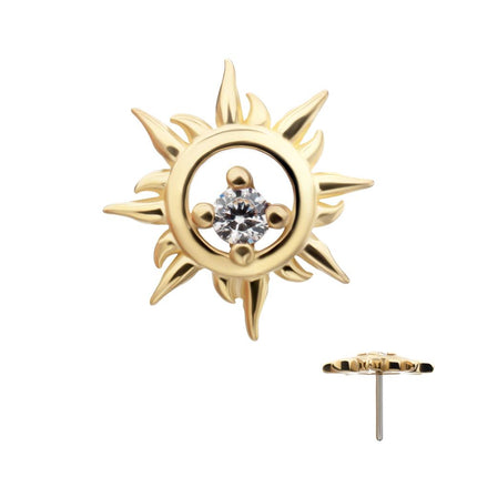 Invictus 14Kt Yellow Gold Threadless "Solar Flare" Gem Top
