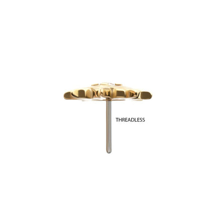 Invictus 14Kt Yellow Gold Threadless "Solar Flare" Gem Top