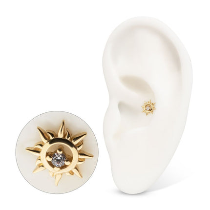 Invictus 14Kt Yellow Gold Threadless "Solar Flare" Gem Top