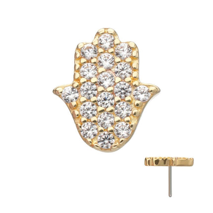 Invictus 14Kt Yellow Gold Threadless "Divine Hamsa" Paved Gem Top