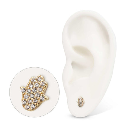 Invictus 14Kt Yellow Gold Threadless "Divine Hamsa" Paved Gem Top