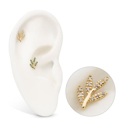Invictus 14Kt Yellow Gold Threadless "Golden Flora" Paved Gem Top