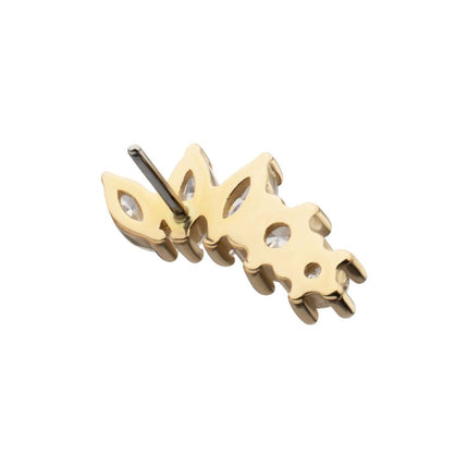 Invictus 14Kt Yellow Gold Threadless "Marquise Bloom" 5-Cluster Gem Top