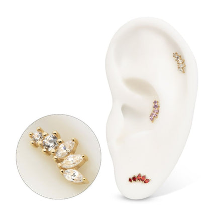 Invictus 14Kt Yellow Gold Threadless "Marquise Bloom" 5-Cluster Gem Top
