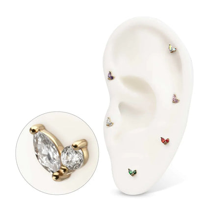 Invictus 14Kt Yellow Gold Threadless Dual CZ Gem Harmony Top