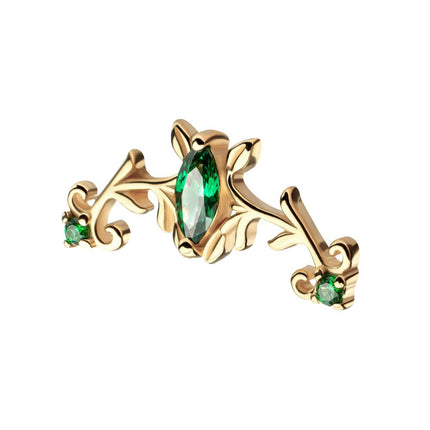 Invictus 14KT Yellow Gold Threadless Low Profile Prong Set Gem "Emerald Crown" Top