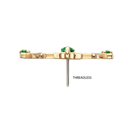 Invictus 14KT Yellow Gold Threadless Low Profile Prong Set Gem "Emerald Crown" Top