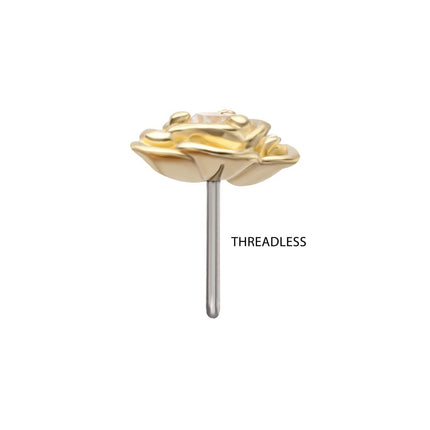 Invictus 14Kt Yellow Gold Threadless Low Profile 3-Prong Gem "Rosebud Bloom" Top