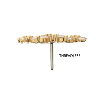 Invictus 14Kt Yellow Gold Threadless 5-Prong Gem Cluster Tri-Flower Top