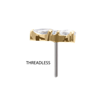 Invictus 14Kt Gold Threadless Triple Teardrop Prong Set Gem Top