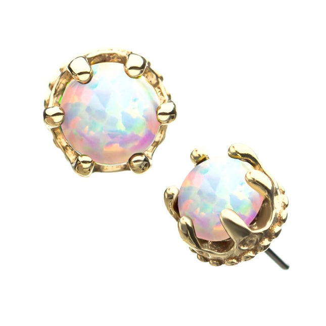 Invictus 14kt Yellow Gold Threadless Crown Set Opal Top