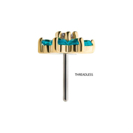 Invictus 14Kt Yellow Gold Threadless with 6 Prong Set CZ and Centerpiece Clear CZ Flower Top