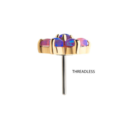 Invictus 14Kt Yellow Gold Threadless with 7 Prong Set Synthetic Opal Flower Top