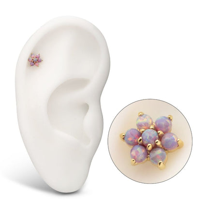Invictus 14kt Yellow Gold Threadless 7-Synthetic Opal Top