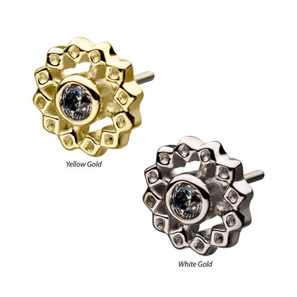 Invictus 14Kt Gold Threadless Bezel Set Gem Flower Top