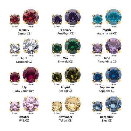 Invictus 14Kt Gold Threadless with Prong Set Birthstone Top