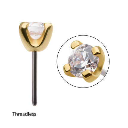 Invictus 14Kt Gold Threadless with Prong Set Birthstone Top