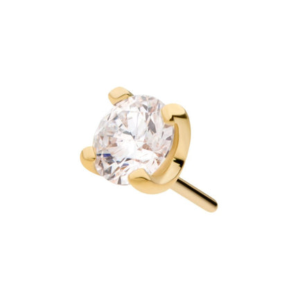 Invictus 14Kt Yellow Gold Threadless with Prong Set Genuine Diamond Top
