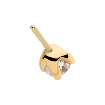 Invictus 14Kt Yellow Gold Threadless with Prong Set Genuine Diamond Top