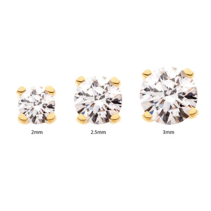 Invictus 14Kt Yellow Gold Threadless with Prong Set Genuine Round Diamond Top