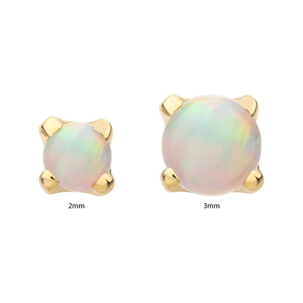 Invictus 14kt Yellow Gold Threadless with 4-Prong Set White Opal Top