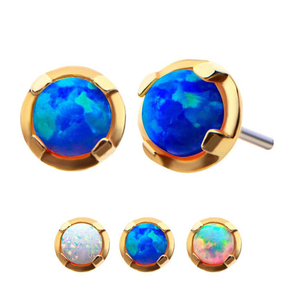 Invictus 14Kt Yellow Gold Threadless Prong Set Opal Top