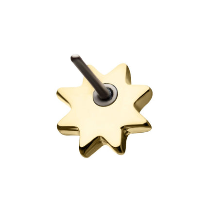 Invictus 14kt Gold Threadless Round Clear CZ Sun Top