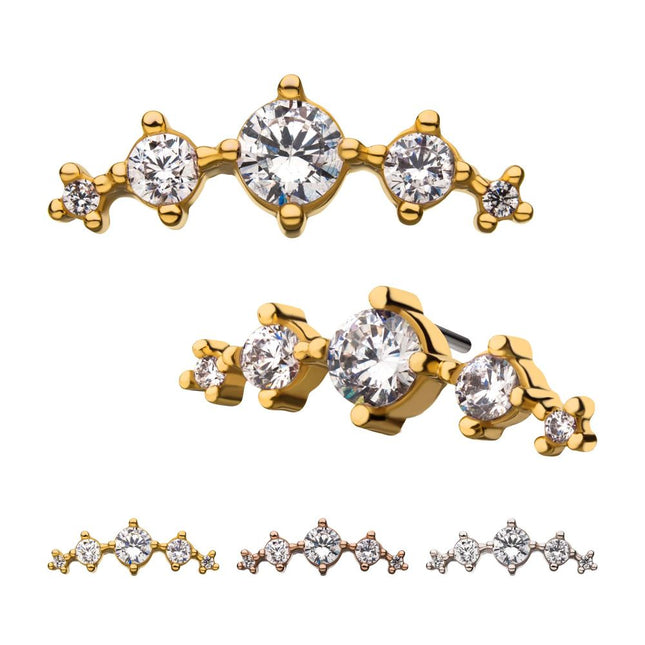 Invictus 14Kt Gold Threadless 5-Clear CZ Top