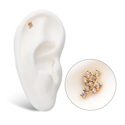 Invictus 14Kt Yellow Gold Threadless with Prong Set 9 Round Clear CZ Cactus Top