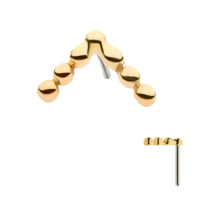 Invictus 14Kt Yellow Gold Threadless with 7 Beads Triangle Top