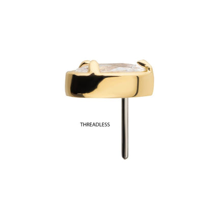 Invictus 14Kt Gold Threadless with Prong Set Pear-Shaped CZ/Synthetic Opal/Stone Top
