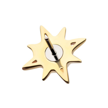 Invictus 14Kt Yellow Gold Threadless Prong Set Round White Opal Sunburst Top