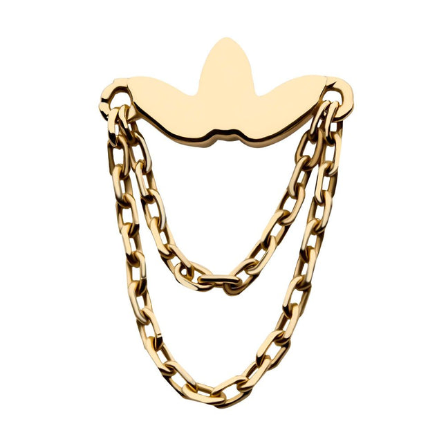 Invictus 14Kt Yellow Gold Threadless Flower Top with 2 Dangling Chains