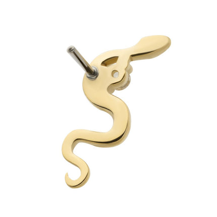 Invictus 14Kt Yellow Gold Threadless Snake Top with 2 Prong Clear CZ