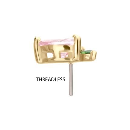 Invictus 14Kt Yellow Gold Threadless Peach Heart with Leaf Top