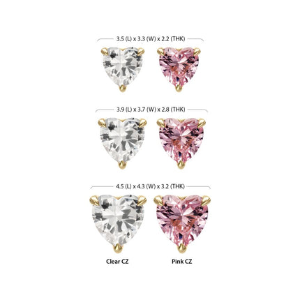 Invictus 14Kt Yellow Gold Threadless 3-Prong "Icon Heart" CZ Gem Top
