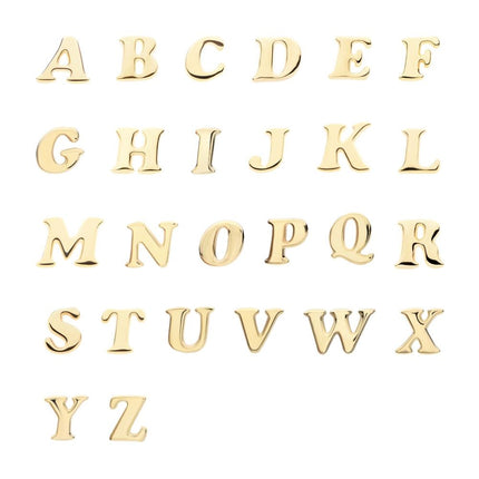 Invictus 14Kt Yellow Gold Threadless Cooper Black Italic Letter Initial Tops