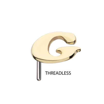 Invictus 14Kt Yellow Gold Threadless Cooper Black Italic Letter Initial Tops