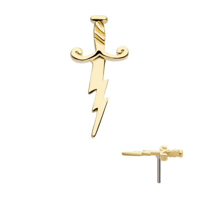 Invictus 14Kt Yellow Gold Threadless Lightning Bolt Dagger Top