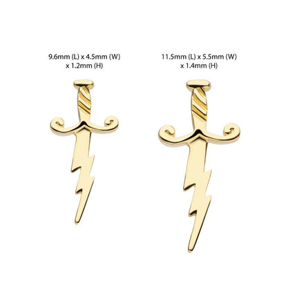 Invictus 14Kt Yellow Gold Threadless Lightning Bolt Dagger Top