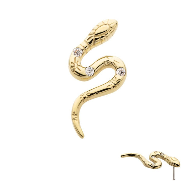 Invictus 14Kt Yellow Gold Threadless with CZ Snake Top