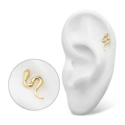 Invictus 14Kt Yellow Gold Threadless with CZ Snake Top