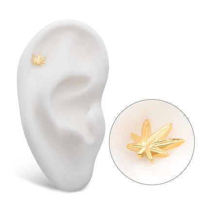 Invictus 14Kt Yellow Gold Threadless Pot Leaf Top