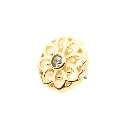 Invictus 14Kt Gold Threadless Mandala Flower Top with Bezel Gem