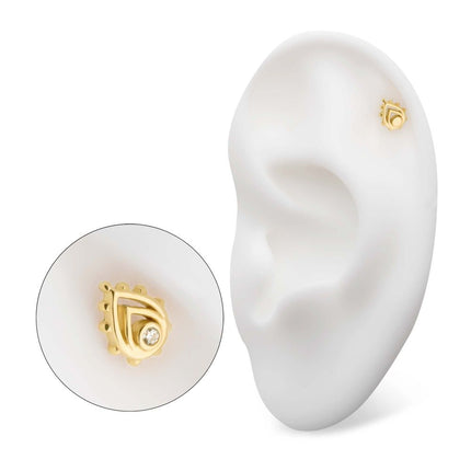 Invictus 14Kt Yellow Gold Threadless Beaded Edge Teardrop Top