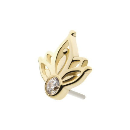 Invictus 14Kt Yellow Gold Threadless Bezel Set Gem/Opal Petal Top