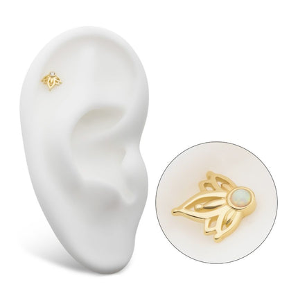 Invictus 14Kt Yellow Gold Threadless Bezel Set Gem/Opal Petal Top