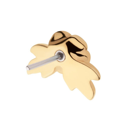 Invictus 14Kt Yellow Gold Threadless Angled Rose with Leaves Top