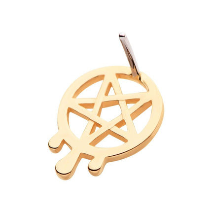 Invictus 14Kt Yellow Gold Threadless Dripping Pentagram Top
