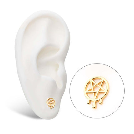 Invictus 14Kt Yellow Gold Threadless Dripping Pentagram Top